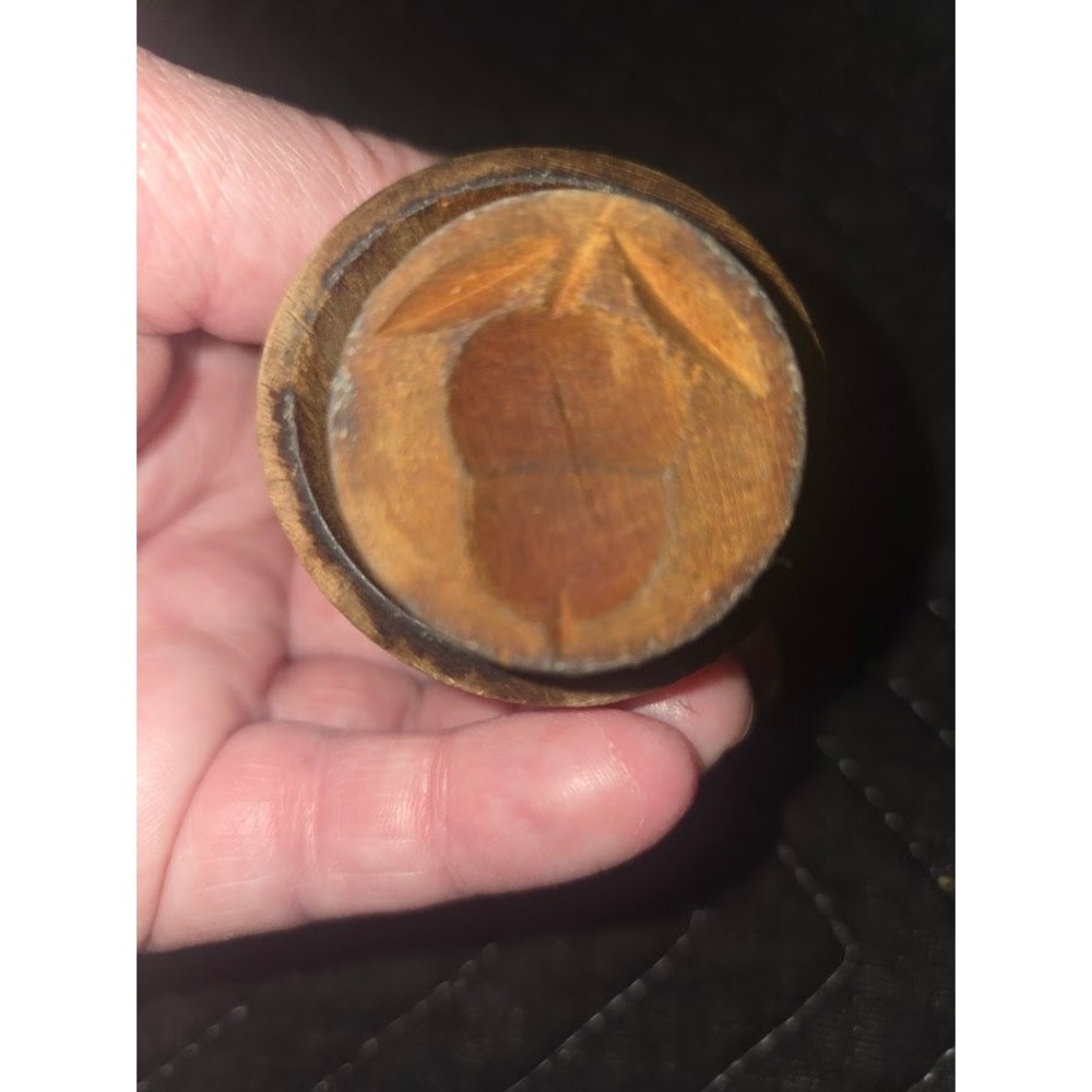 Antique Wooden Butter Mold Acorn Design Hand Carved Primitive Kitchen Tool - Picture 3 of 4